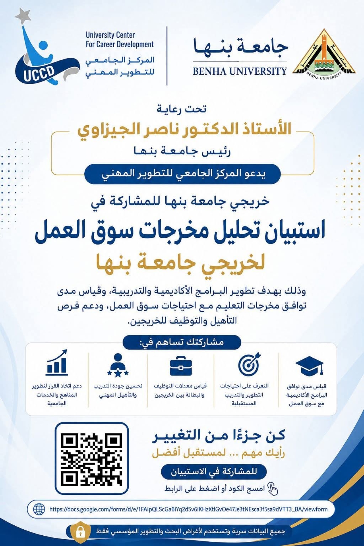 إعلان هام لكل خريجي جامعة بنها ....استبيان تحليل مخرجات سوق العمل لخريجي الجامعة