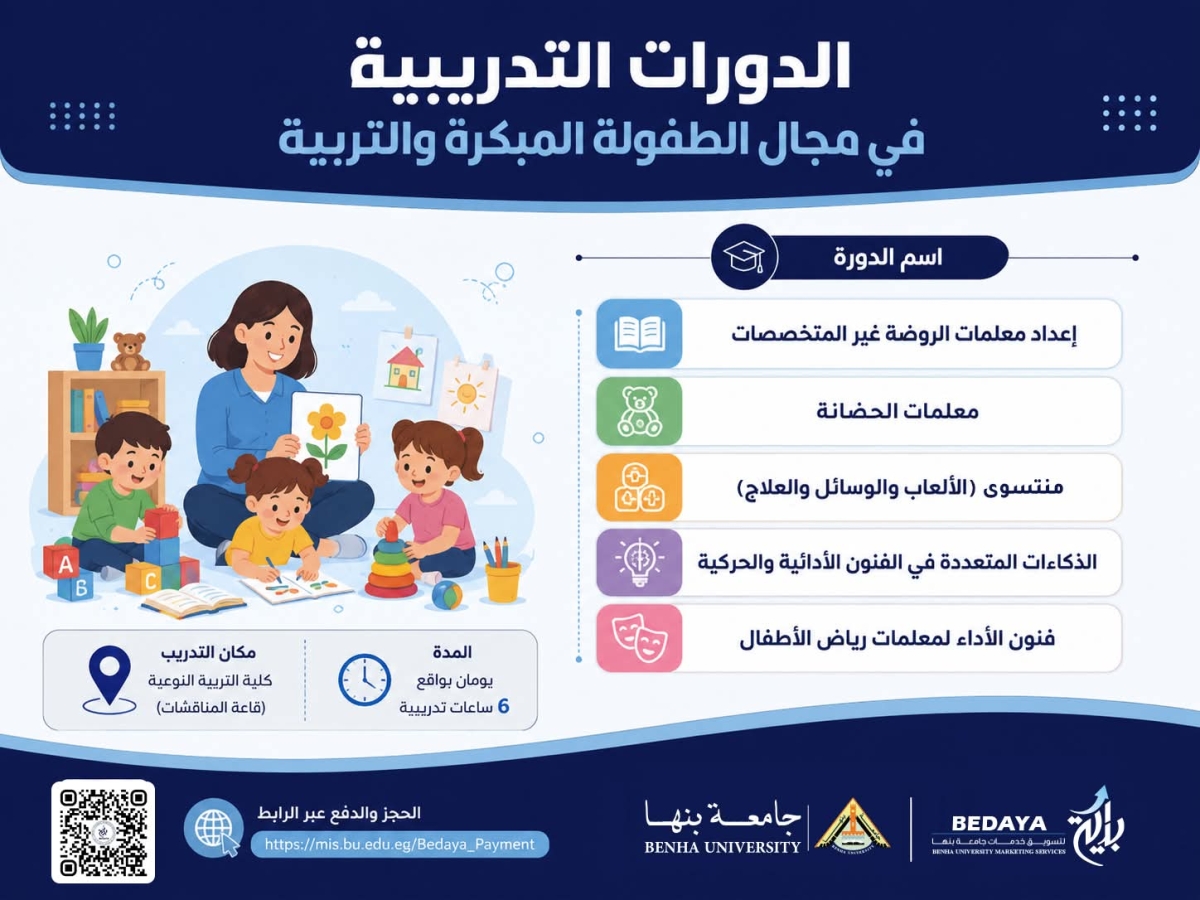 شركة بداية لتسويق خدمات جامعة بنها | دورات تدريبية متخصصة في مجال الطفولة المبكرة والتربية